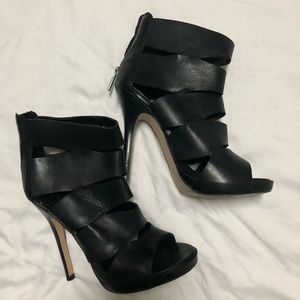 Aldo black leather stiletto sandals